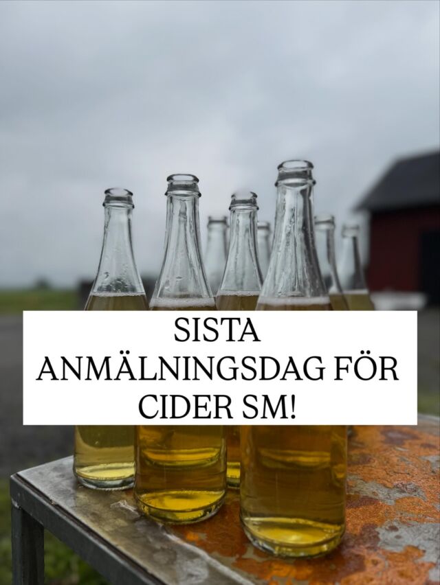 Sista anmälningsdag för Cider SM idag fredag 19/9! Absolut sista dag för inlämning till Köpings Musteri på tisdag 23/9!
Länk till anmälan finns i bion 🥂#cider #svenskdryck